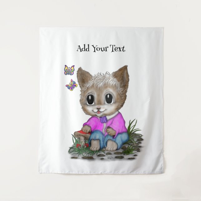 Tapete De Parede Gato de Gato e Borboleta (Frente)