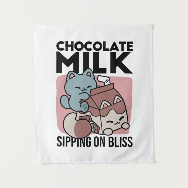 Tapete De Parede Gato de Leite Chocolate Kawaii – Bebida Aconchegan (Frente)