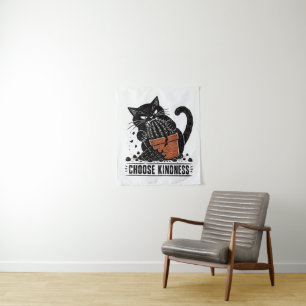 Tapete De Parede Gato Engraçado Escolha a Bondade Linocut Meme