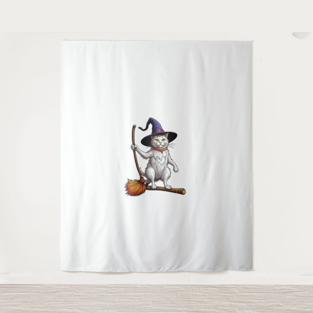 Tapete De Parede Gato Feiticeiro Halloween Bruxas Mystical Cat Love (Frente)