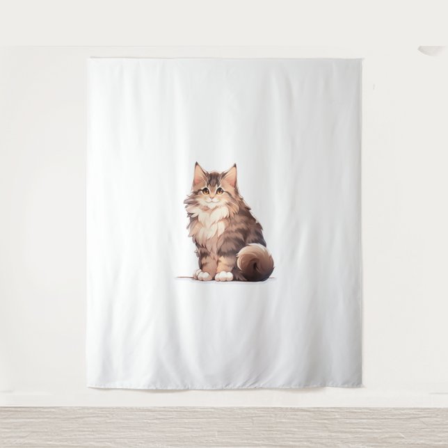 Tapete De Parede Gato Grande do Kawaii Maine Coon (Frente)