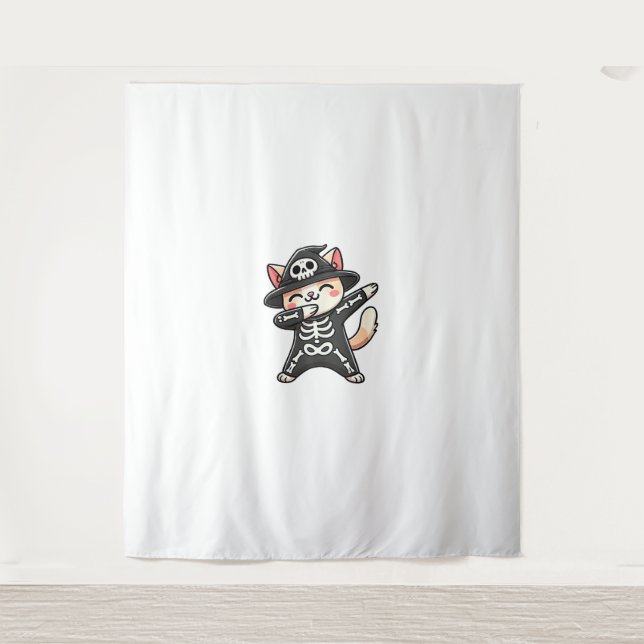 Tapete De Parede Gato Halloween Skeleton Cuide Kids (Frente)