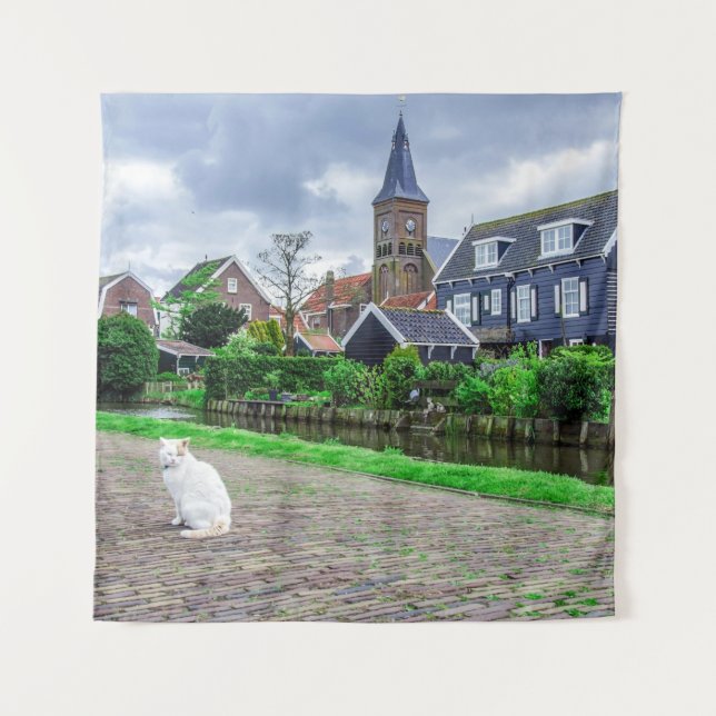 Tapete De Parede Gato na vila tradicional de pesca (Frente)