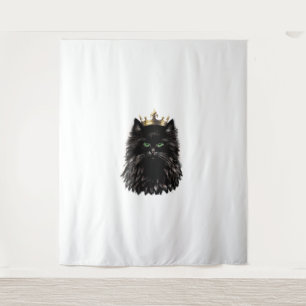 Tapete De Parede Gato Negro com Arte Digital Coroa