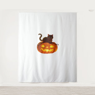 Tapete De Parede Gato Negro e Abóbora - Mágica do Halloween