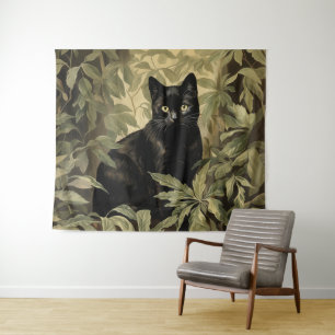 Tapete De Parede Gato Negro na Floresta Lush