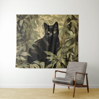 Tapete De Parede Gato Negro na Floresta Lush