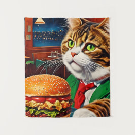 Tapete De Parede Gato no Jantar Cheeseburger