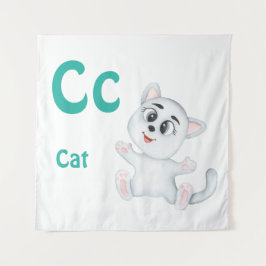 Tapete De Parede Gato personaliza ABC: Letra C - Adicione seu Nome