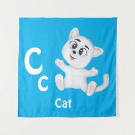 Tapete De Parede Gato personaliza ABC: Letra C - Adicione seu Nome