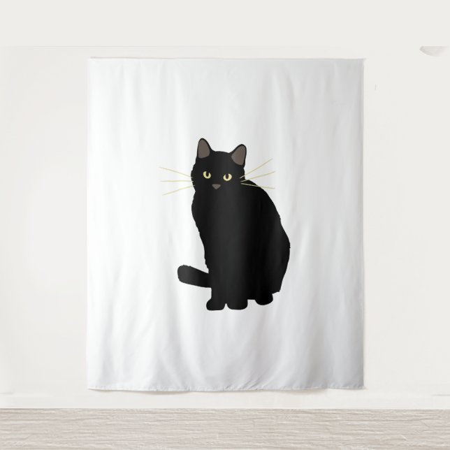 Tapete De Parede Gato Preto Desenho Gato Negro Gato Gato Mamão (Frente)