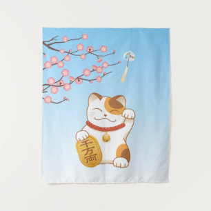 Tapete De Parede Gato Sortudo Japonês de Calico, Maneki Neko