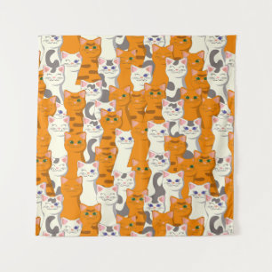 Tapete De Parede Gatos brancos e gengibres padrão olhos verdes olho