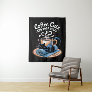 Tapete De Parede Gatos Café e Tapetes de Yoga Gato de Yoga Engraçad
