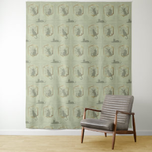 Tapete De Parede Gatos Elegantes Art Déco - Verde
