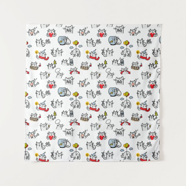 Tapete De Parede Gatos engraçados, leite e magia. (Frente)