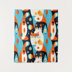 Tapete De Parede Gatos modernos do século médio num fundo Abstrato