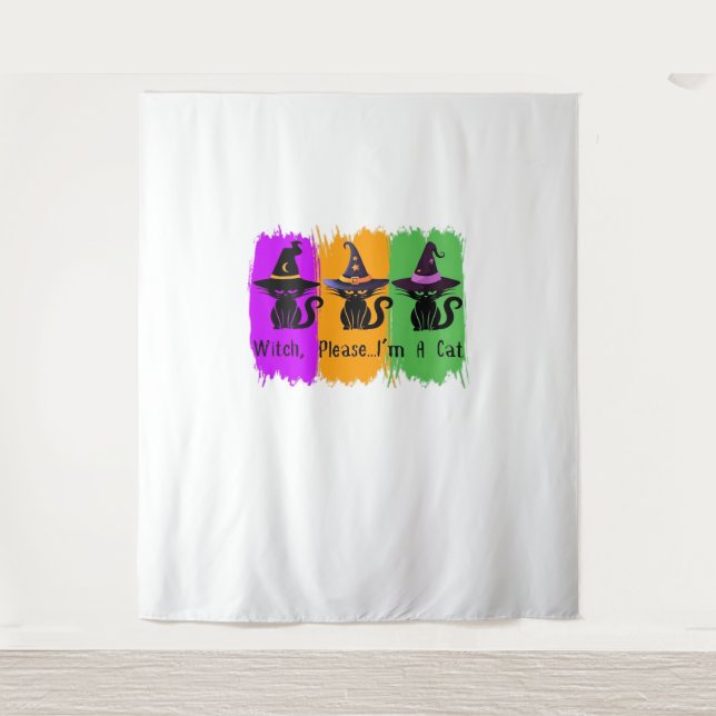 Tapete De Parede Gatos Negros Em Chapéus De Bruxas Essencial (Frente)