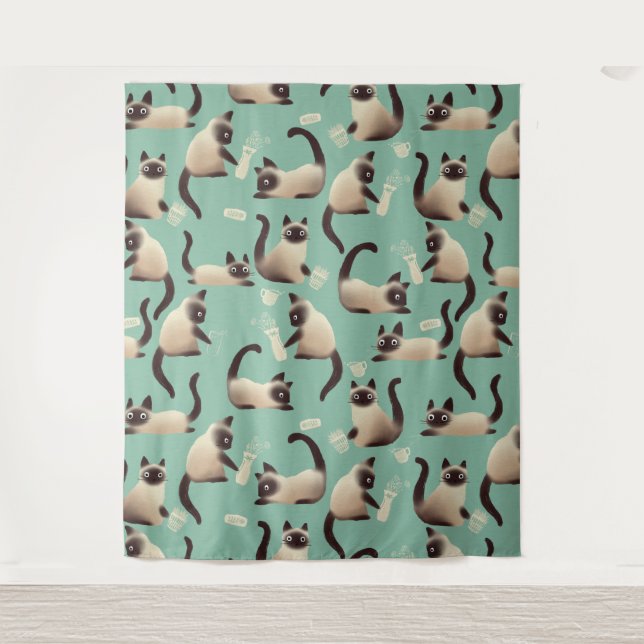 Tapete De Parede Gatos Siameses Ruins A Arrancar Coisas (Frente)