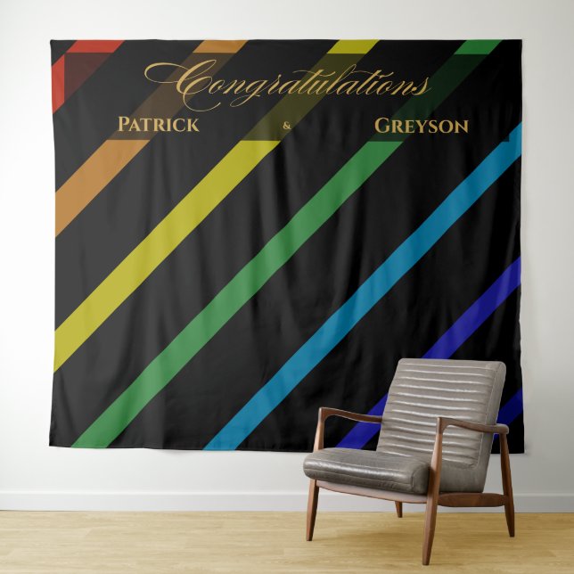 Tapete De Parede Gay Men Wedding Elegant Rainbow Congratulations (In Situ (Horizontal))