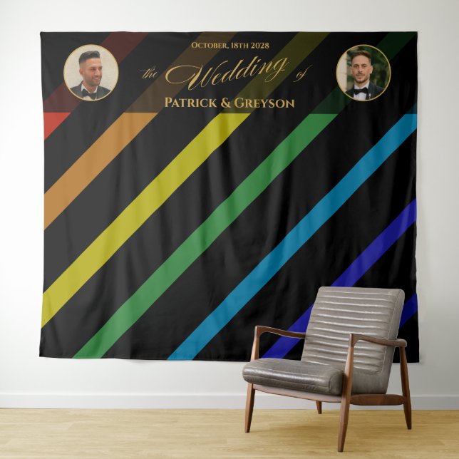 Tapete De Parede Gay Men Wedding Elegant Rainbow Photo Backdrop (In Situ (Horizontal))
