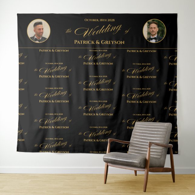 Tapete De Parede Gay Men Wedding Step and Repeat Photo Backdrop (In Situ (Horizontal))