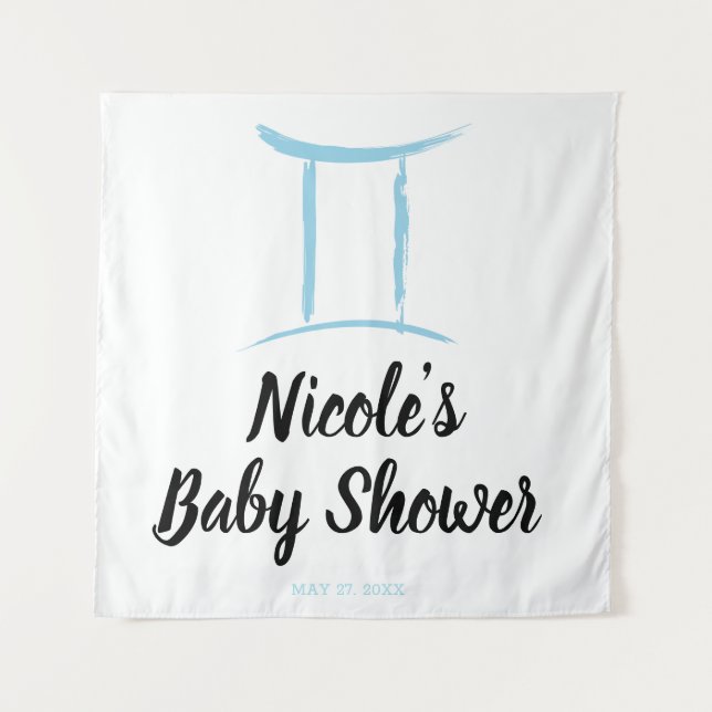 Tapete De Parede Gemini Azul Astrologia Zodiac - Fundo do Partido S (Frente)