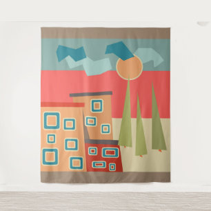 Tapete De Parede geometr da paisagem artística minimalista abstrato