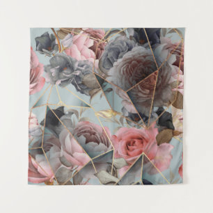 Tapete De Parede Geometria de cristal floral, fundo de luz aquosa