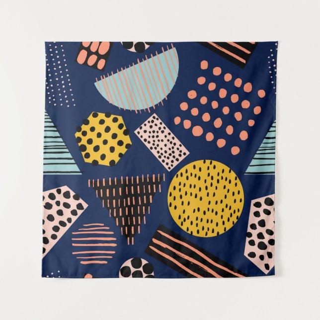 Tapete De Parede Geometria divertida: padrão de multicores de Abstr (Frente)