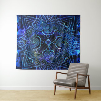Tapete De Parede Geometria Galáctica Elétrica Azul Grande
