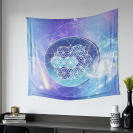 Tapete De Parede Geometria Sagrada do Universo Azul