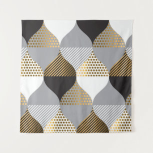 Tapete De Parede Geométrico do luxo: preto, padrão dourado