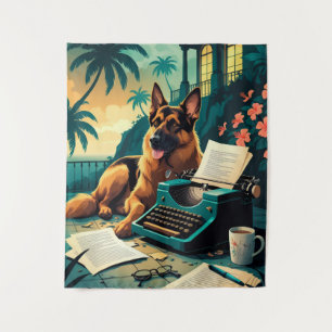 Tapete De Parede German shepherd Dog gentleman vintage