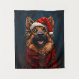 Tapete De Parede German shepherd em um Chapéu Santa