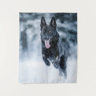 Tapete De Parede German shepherd preto no Cobrir da escova de neve