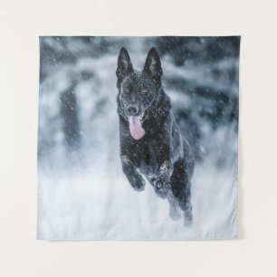Tapete De Parede German shepherd preto no Cobrir da escova de neve