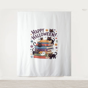 Tapete De Parede Ghost Cat Lading Books Lover Oferece Spoo de Hallo