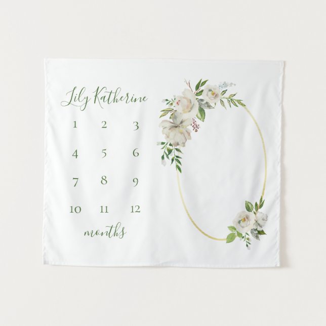 Tapete De Parede Gilded Blooms Baby Name (Frente (Horizontal))