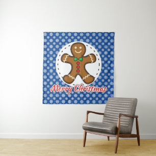 Tapete De Parede Gingerbread - Blue Snowflakes Pattern - Merry Xmas