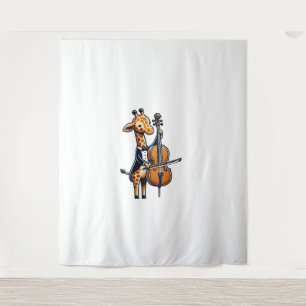 Tapete De Parede Girafa Bonita Tocando Cello Girafas Músicas