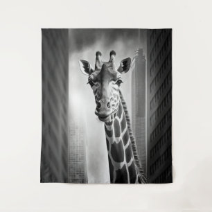 Tapete De Parede Girafa em uma paisagem urbana