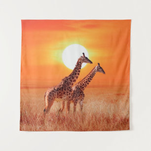 Tapete De Parede Girafa na savana africana contra o backdro