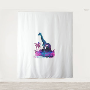 Tapete De Parede Giraffe Synthwave Vaporwave Art