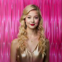 Tapete De Parede Girly Hot Pink Selfie Faux Tinsel Backdrop