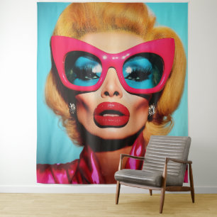 Tapete De Parede Glam Diva em Formas Retroativas