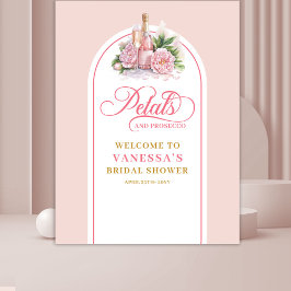 Tapete De Parede Glam petals and prosecco shower banner blush gold
