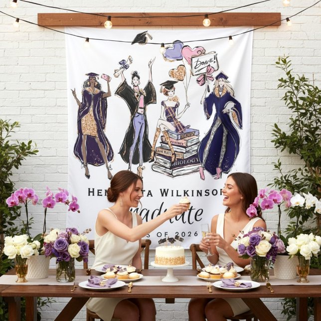 Tapete De Parede Glamorous Graduate Women Empowered Purple Gold (Criador carregado)