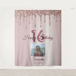 Tapete De Parede Glitter Dourado do balão de Rosa de Festa de anive