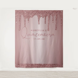 Tapete De Parede Glitter Dourado rosa Quinceanera Backdrop